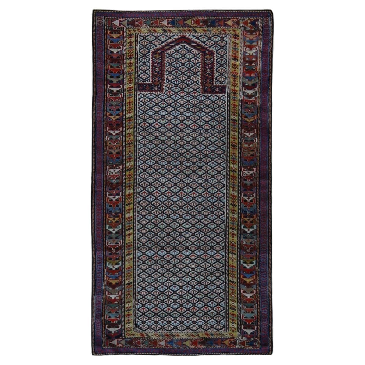 Ivory Antique Sirvhan Caucasian Pure Wool Hand Knotted Even Wear Clean Rug For Sale