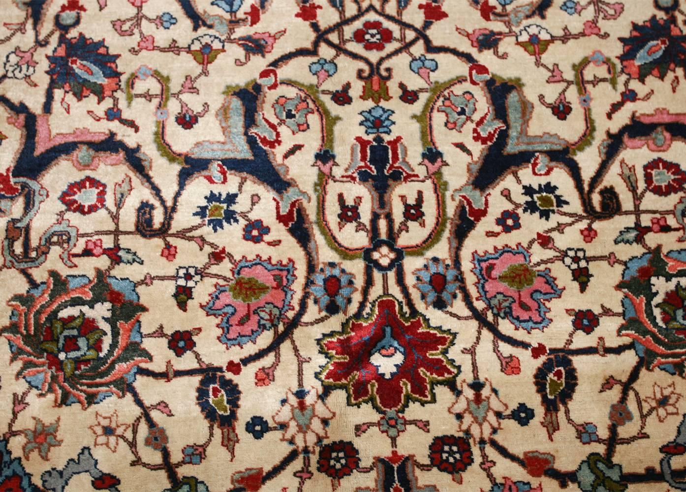 Wool Antique Persian Tabriz Rug. Size: 9 ft 4 in x 12 ft 6 in For Sale