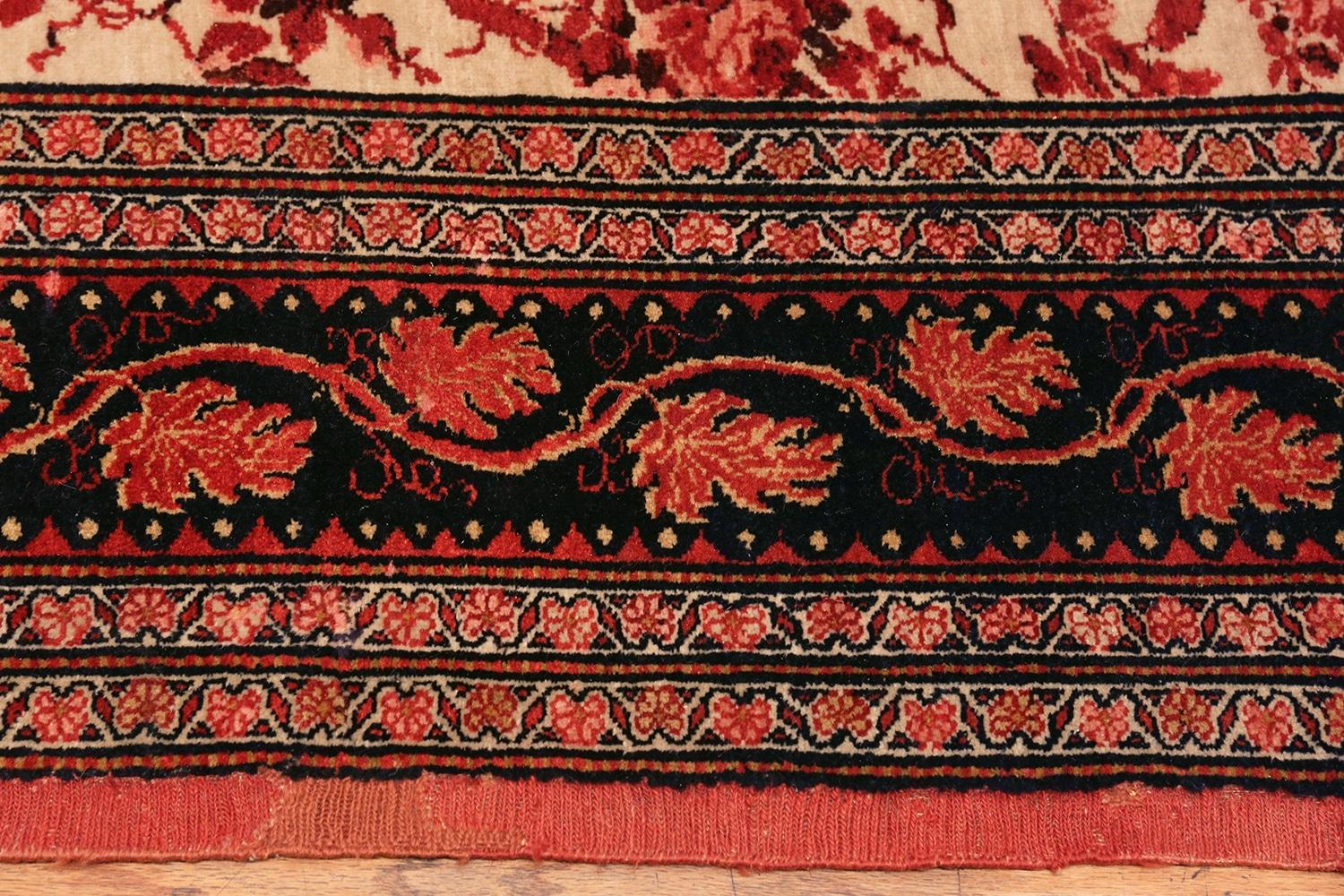 Wool Ivory Background Mostofi Design Antique Persian Halavai Bidjar Rug 7'8