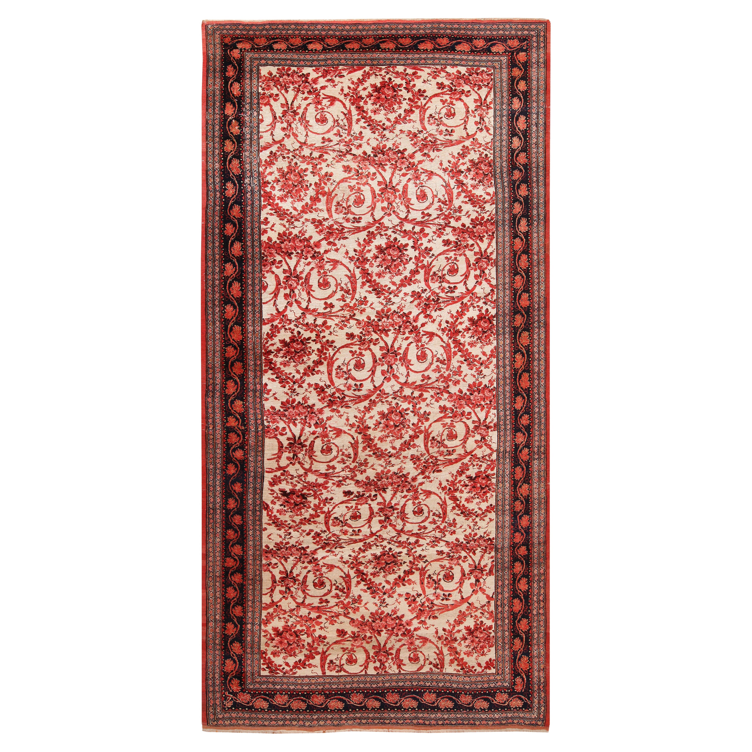 Tappeto Halavai Bidjar persiano antico con sfondo avorio Mostofi Design 7'8" x 15' in vendita