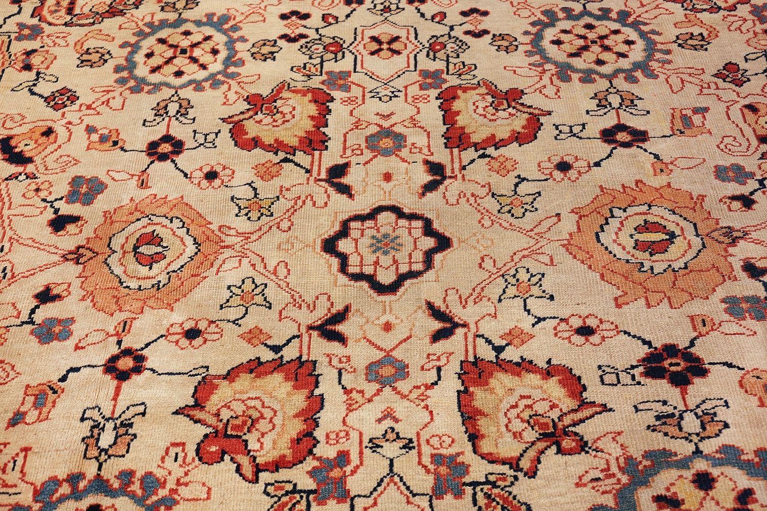 Beautiful Room Size Size Ivory Background Persian Antique Sultanabad Rug, Country of Origin: Persia, Circa Date: Late 19th Century. Size: 11 ft x 14 ft 4 in (3.35 m x 4.37 m).