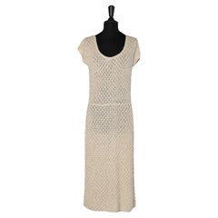 Vintage Ivory beaded wool knit cocktail dress CHI CHI FASHION Circa 1960's 