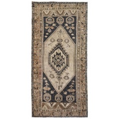 Ivory, Beige and Brown Handmade Wool Turkish Old Anatolian Konya Distressed Rug