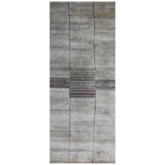 Ivory Cream Beige Natural Silk Hand-Knotted Runner Size Rug In Stock