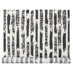 Ivory & Black Organic Wool Modern Design Hand Knotted Oriental Rug 10'2" x 13'7"