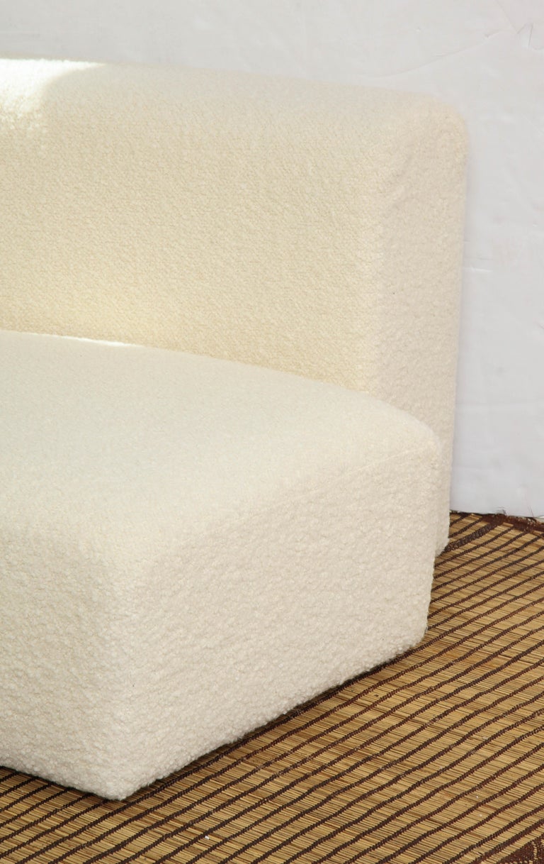 Ivory Boucle Curved 2Piece Low Single Sofa or Two Small Sofas, Italy