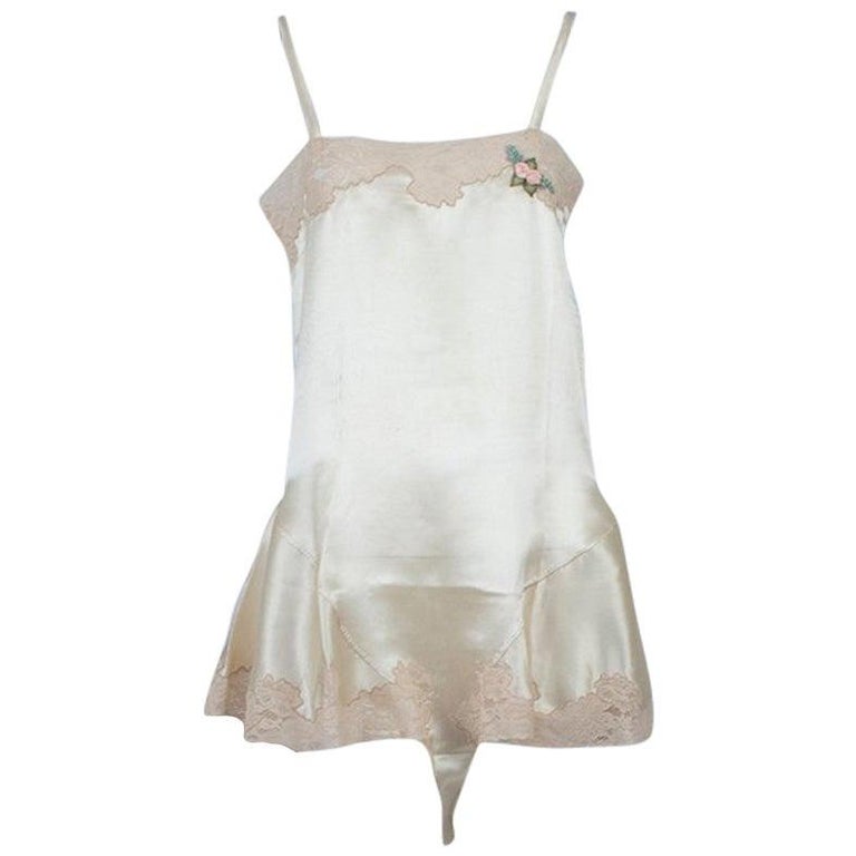 Ivory Bridal Trousseau Lacquered Satin Skirt Leg Step-In Romper Teddy –XS,  1920s For Sale at 1stDibs