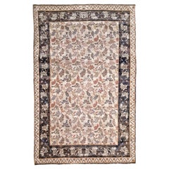 Ivory, Brown and Beige Handmade Wool Distressed Turkish Oushak Rug