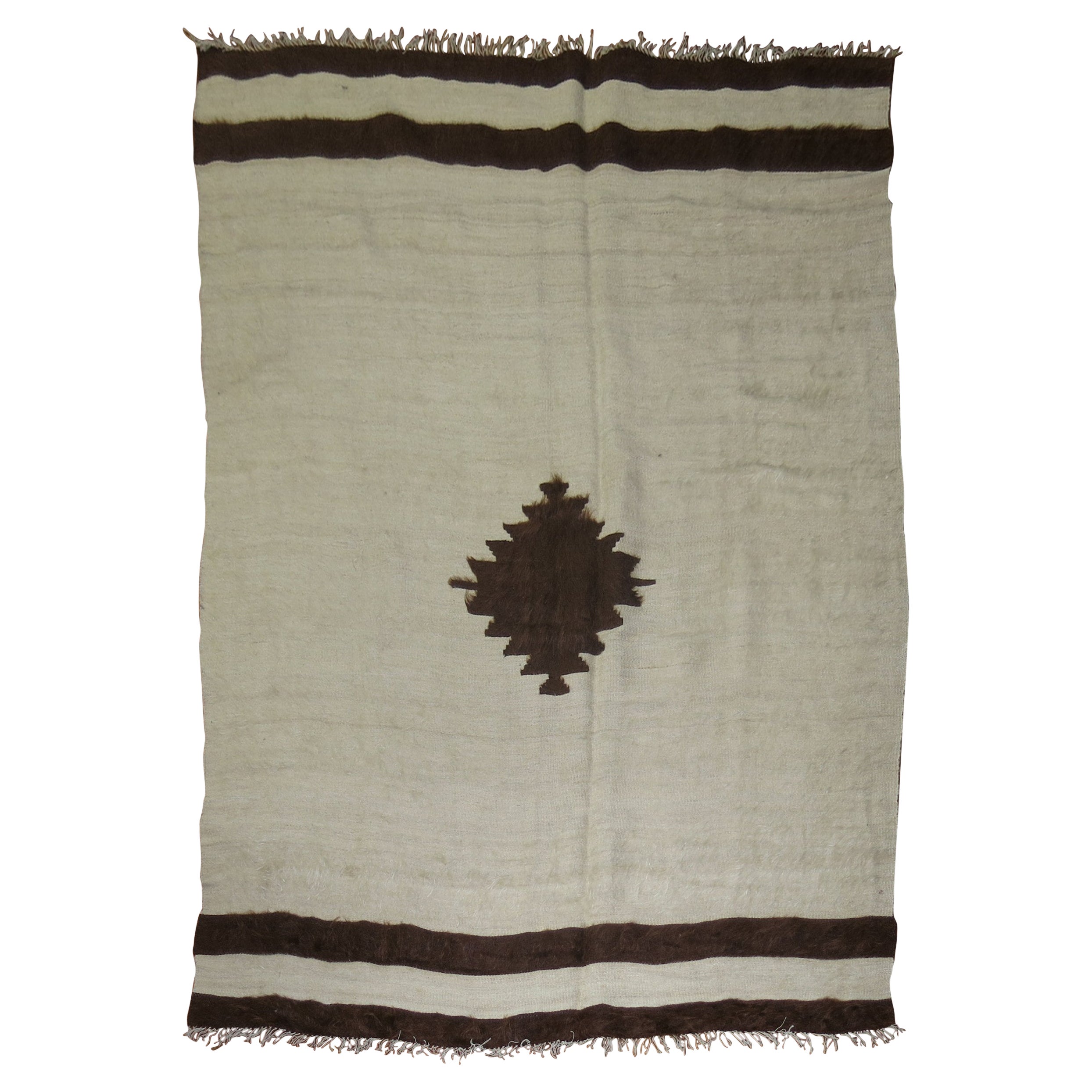 Tappeto in mohair marrone avorio