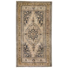 Ivory, Camel and Gray Handmade Wool Turkish Old Anatolian Konya Rug