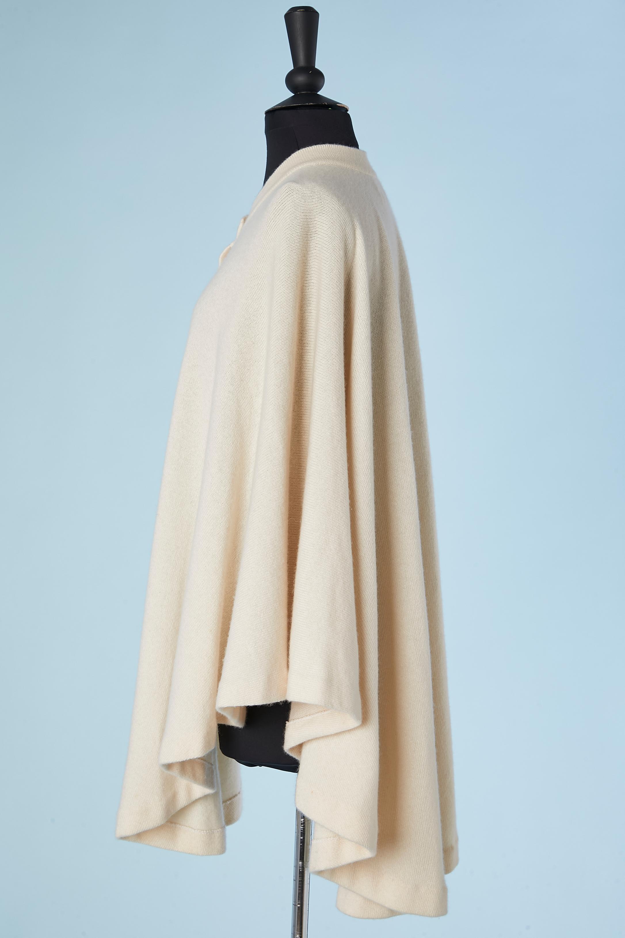 Women's Ivory cape-cardigan in cashmere with branded gold metal buttons Chanel 