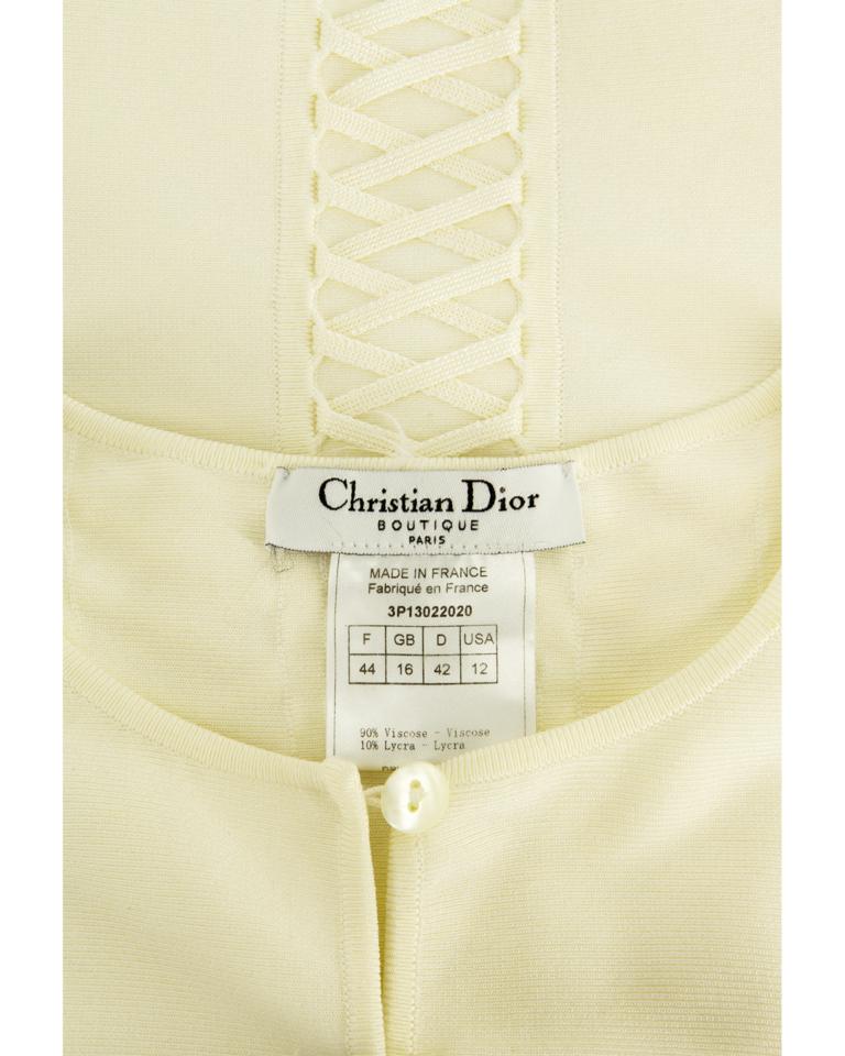 Elfenbeinfarbene Christian Dior Strickjacke zum Schnüren Circa 2010 im Angebot 5