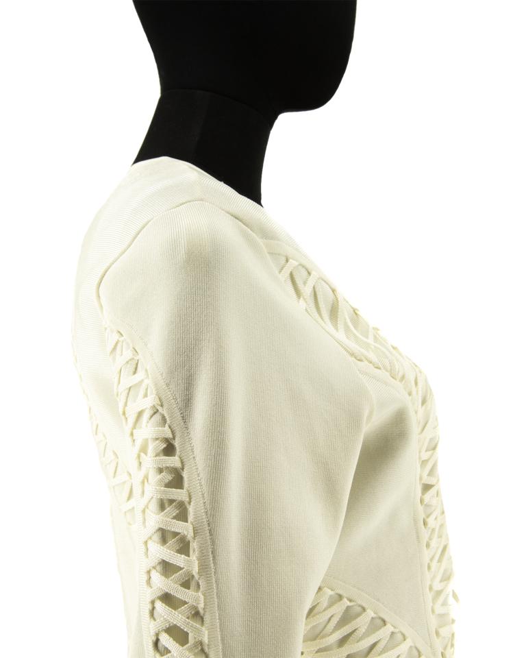 Women's Ivory Christian Dior Lace-Up Knitted Jacket Circa 2010 For Sale