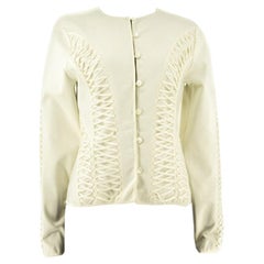 Used Ivory Christian Dior Lace-Up Knitted Jacket Circa 2010