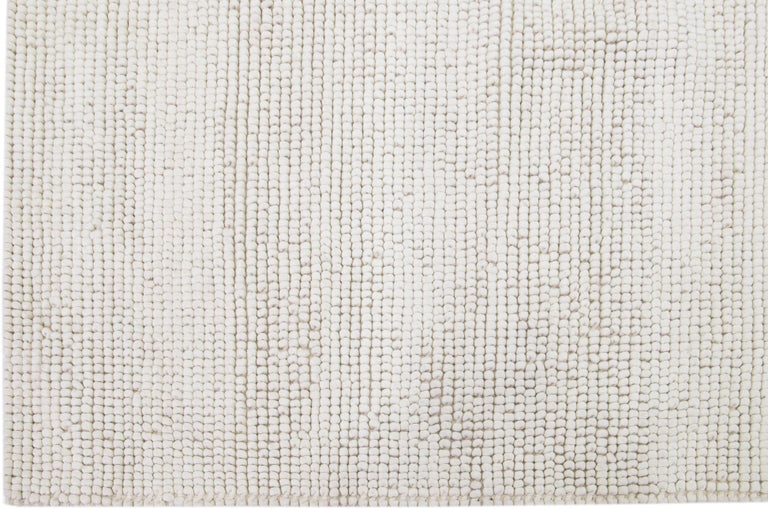 Ivory Coloured Rugs Ivory Color Modern Felted Textuted Wool Rug by Apadana For Sale at 1stDibs