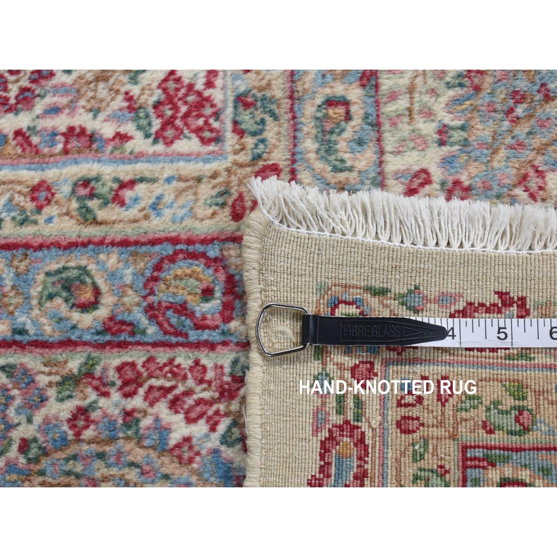 Elfenbeinfarbener Vintage Persian Kerman 250 KPSI Sauberer handgeknüpfter Teppich aus reiner Wolle im Angebot 4