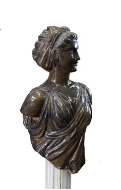 Ivory Column in Forged Iron with Half Bust
