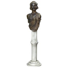 Ivory Column in Forged Iron with Half Bust