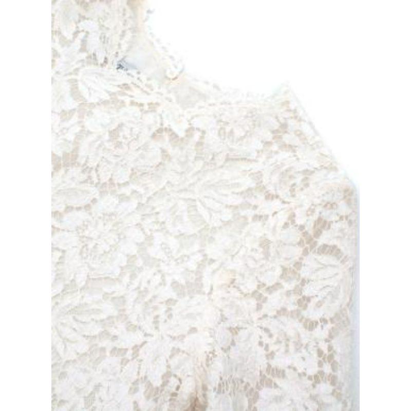 Gray Ivory corded lace shell top For Sale