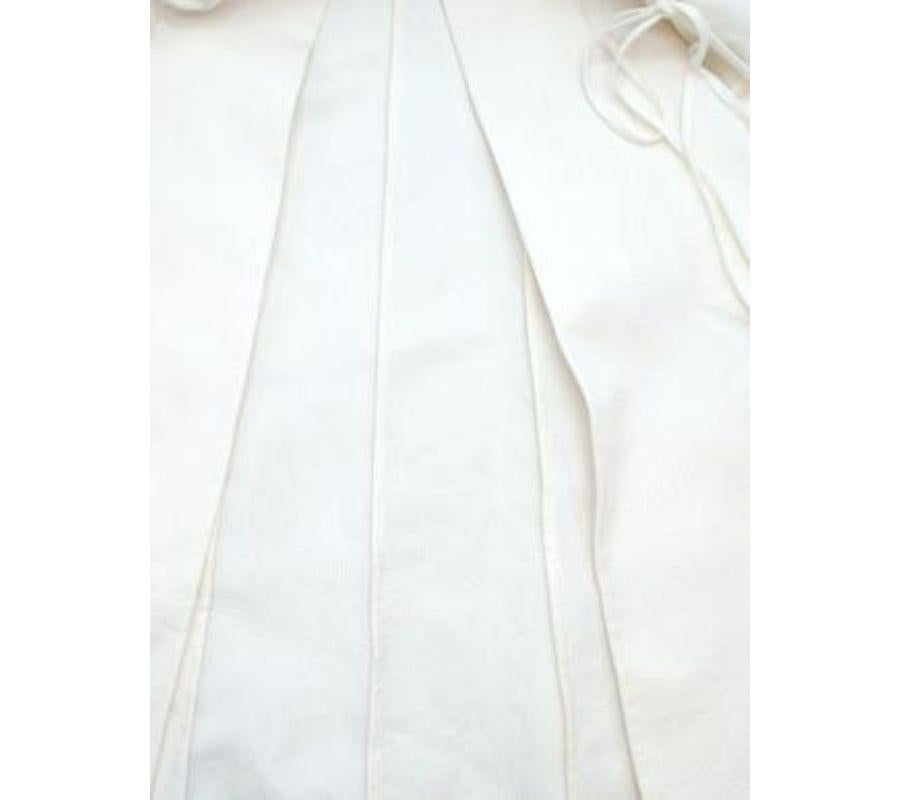 Ivory cotton damask flared coat For Sale 1