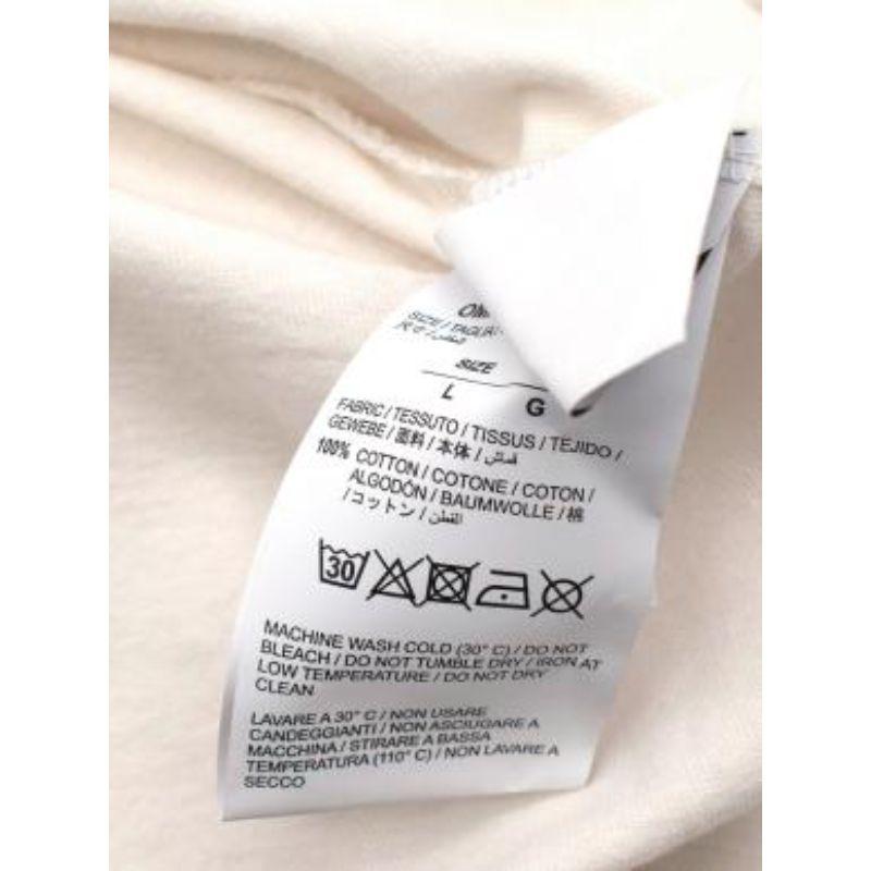 Off-White Ivory cotton jersey logo T-shirt
 
 - Classic fit, round neck short sleeve T-shirt
 - Black 'OFF' print on the front hem 'WHITE' on the back
 - Small purple 'A' tab on the collar 
 
 Made in Portugal
 
 Machine wash cold at 30 degrees
 
