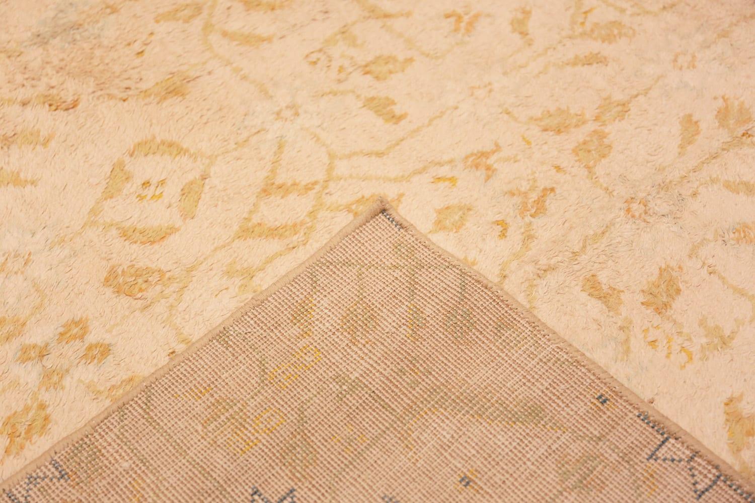 Other Ivory Cream and Light Green Pattern Antique Indian Cotton Agra Rug 4' x 9'3