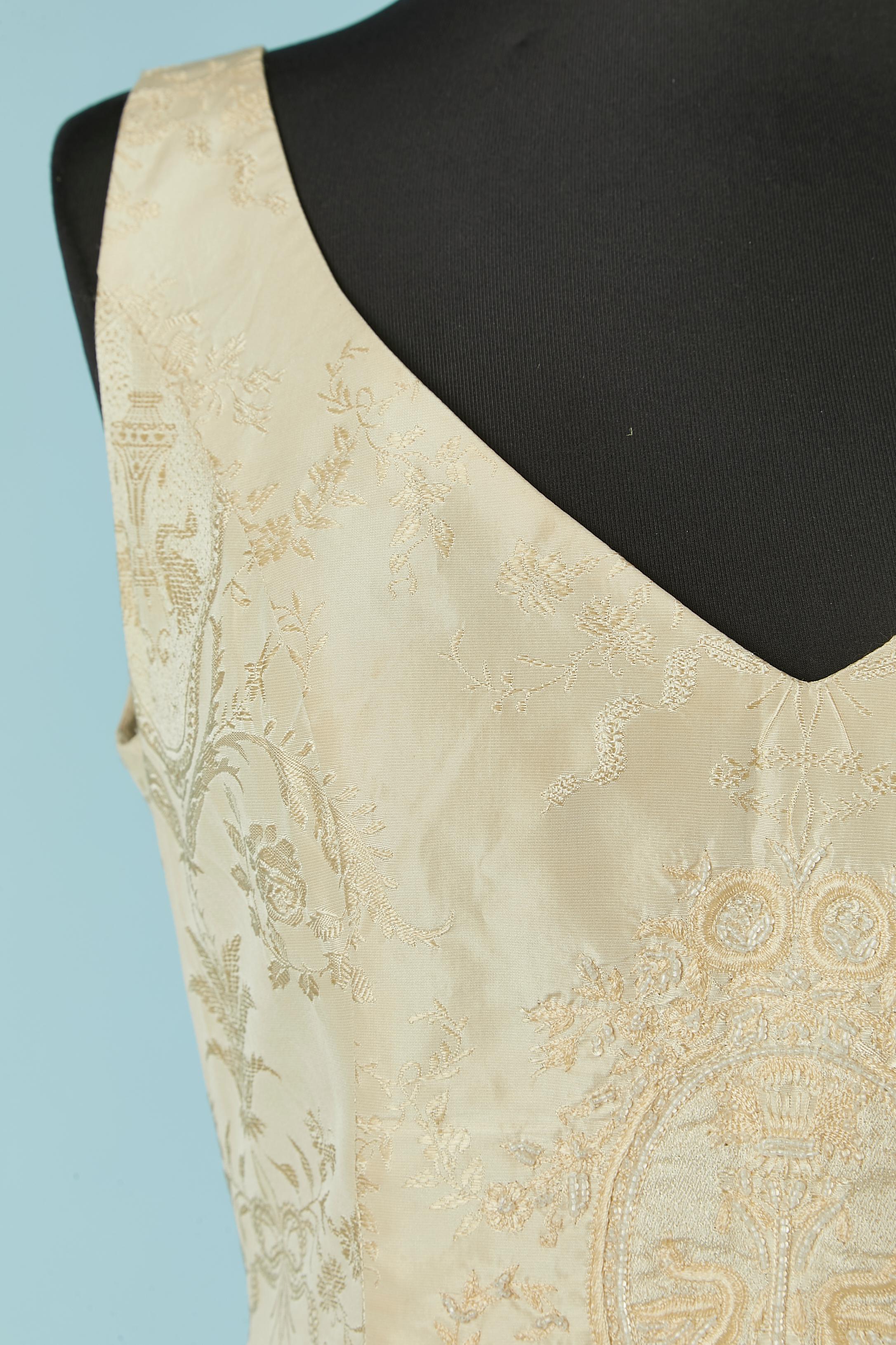 Ivory damask evening dress with beadwork Escada Couture In Excellent Condition In Saint-Ouen-Sur-Seine, FR