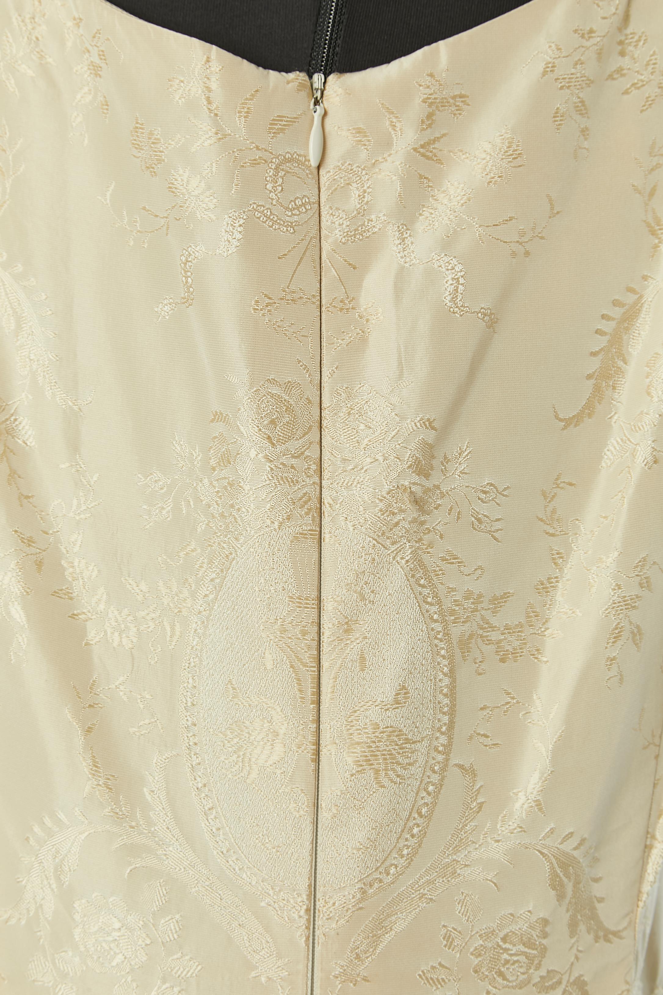 Ivory damask evening dress with beadwork Escada Couture 3