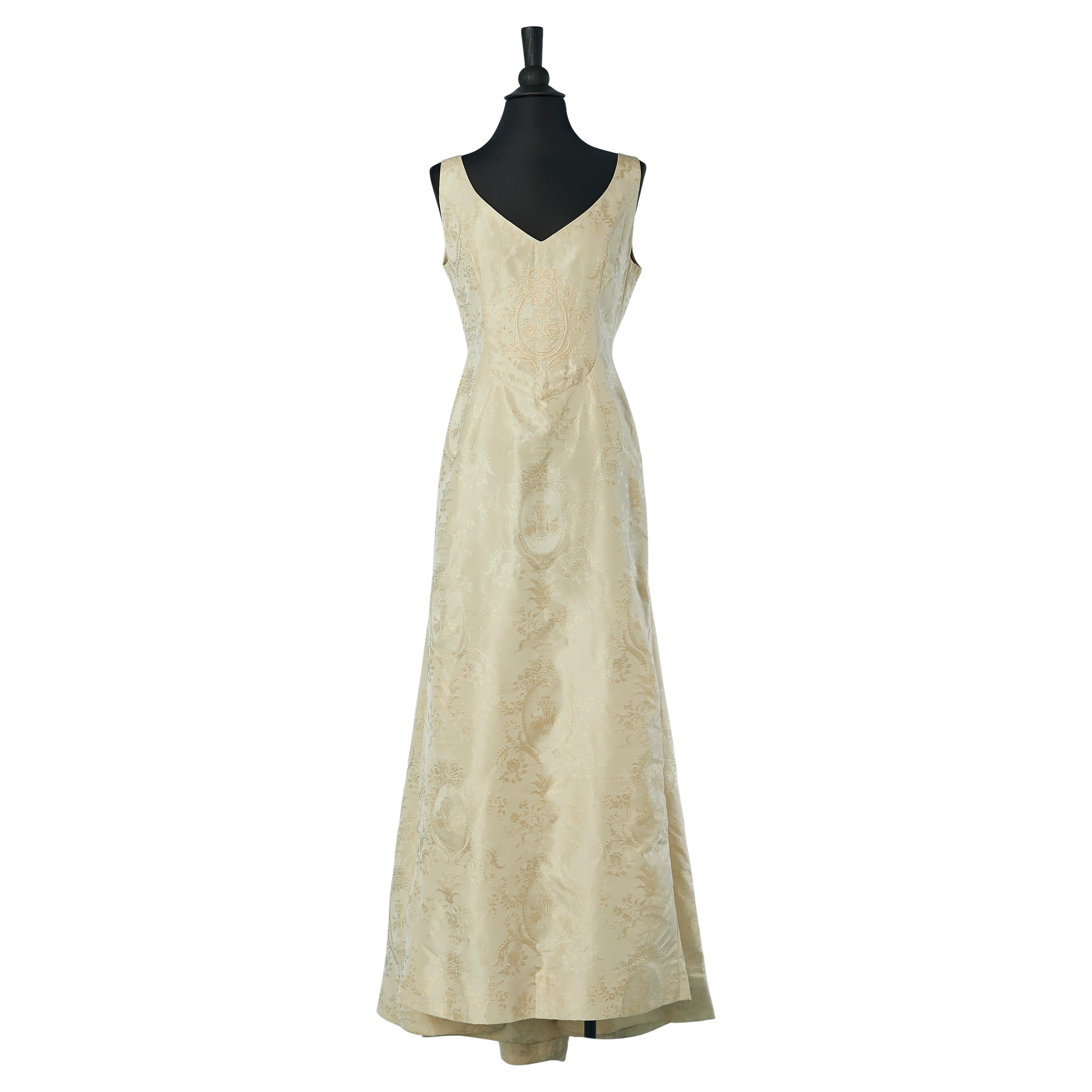 Ivory damask evening dress with beadwork Escada Couture