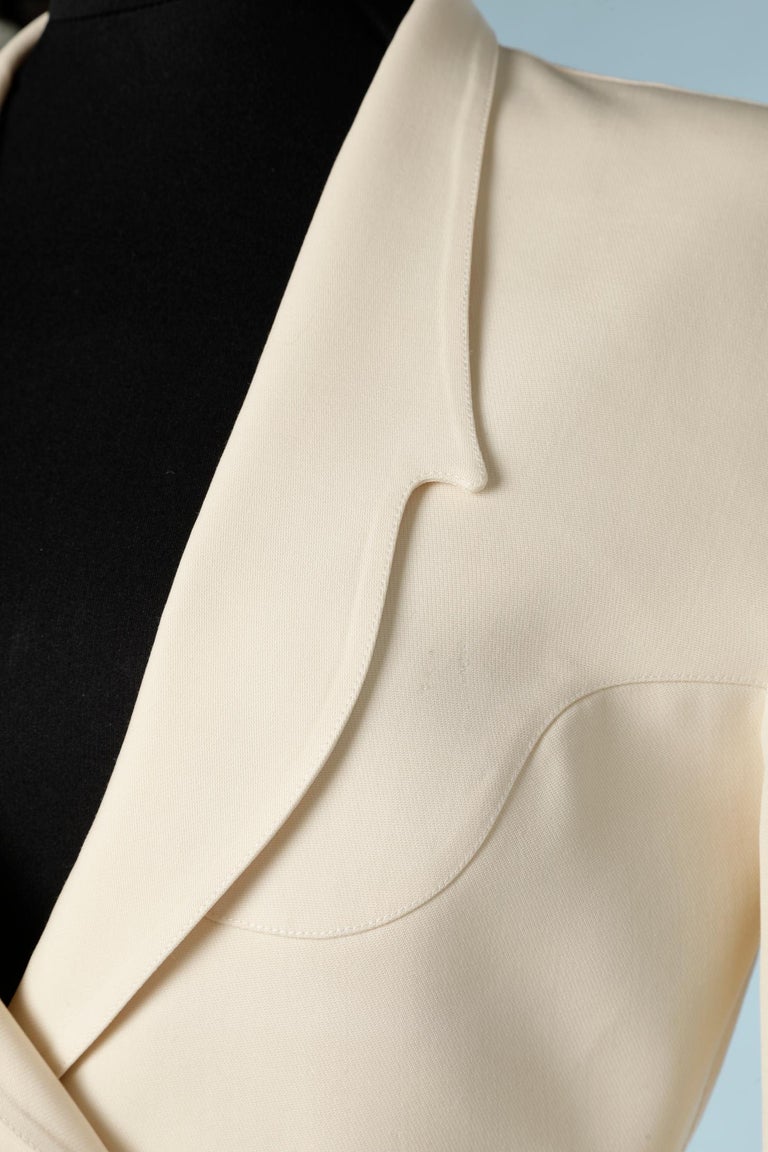 Ivory double-breasted jacket in wool Thierry Mugler For Sale at 1stDibs