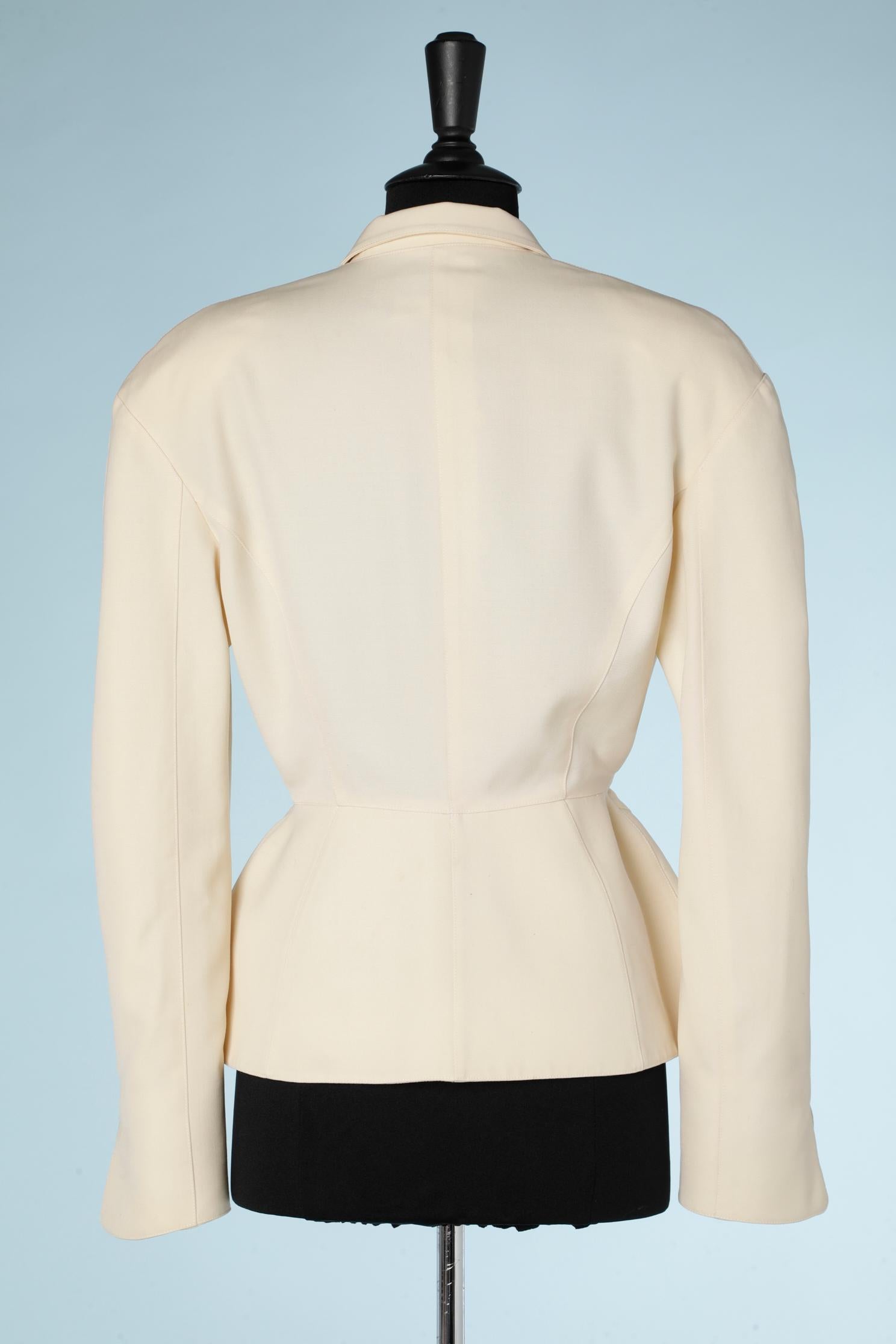 Beige Ivory double-breasted jacket in wool Thierry Mugler 