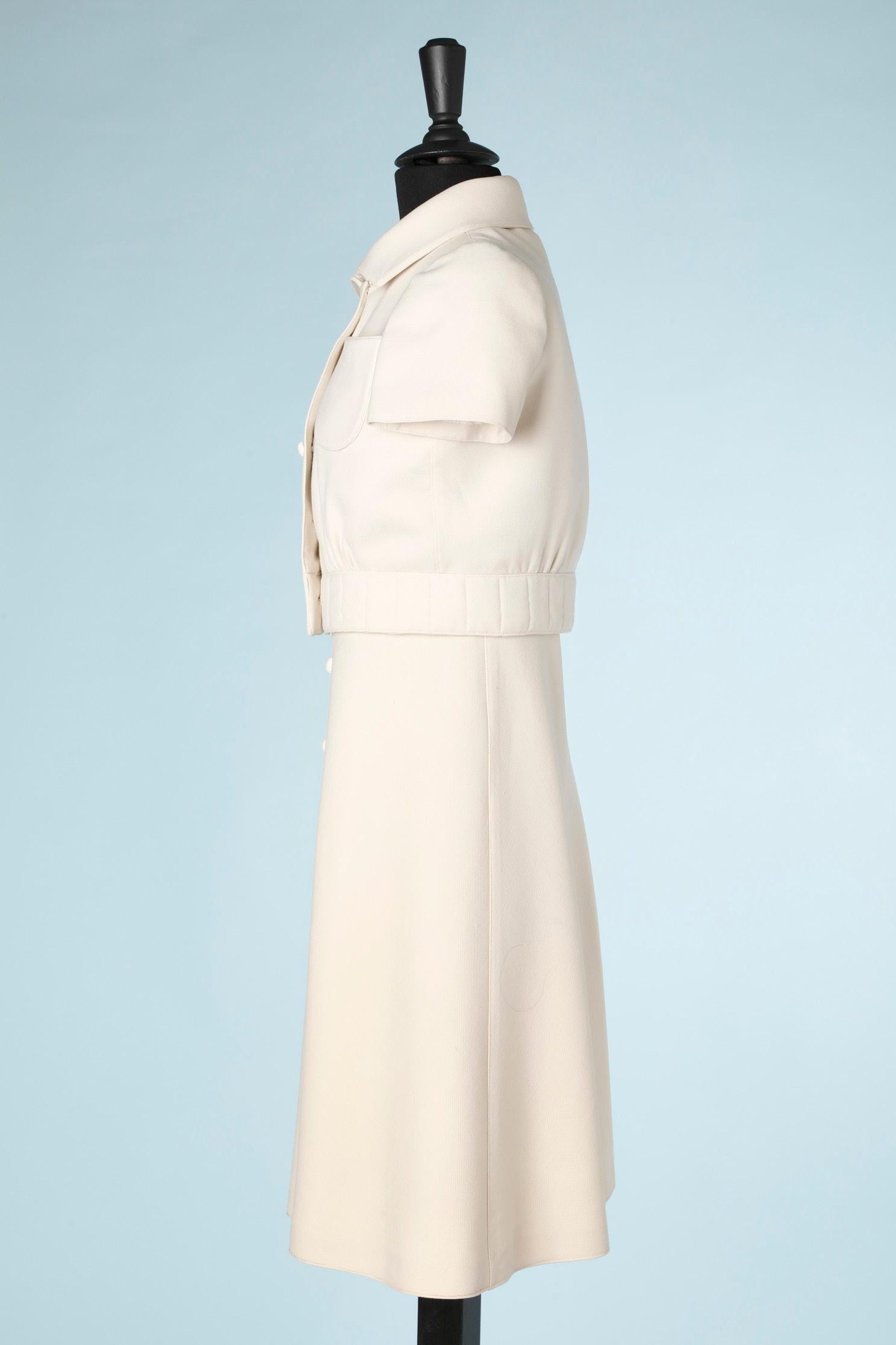 Ivory Dress suit Courrèges Paris Couture Futur  In Excellent Condition In Saint-Ouen-Sur-Seine, FR