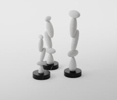 Ivory Elegance Black and White Marble Totem