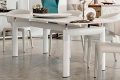 Ivory Enamel Steel Base With White Carrara Marble Top LC 6 Table
