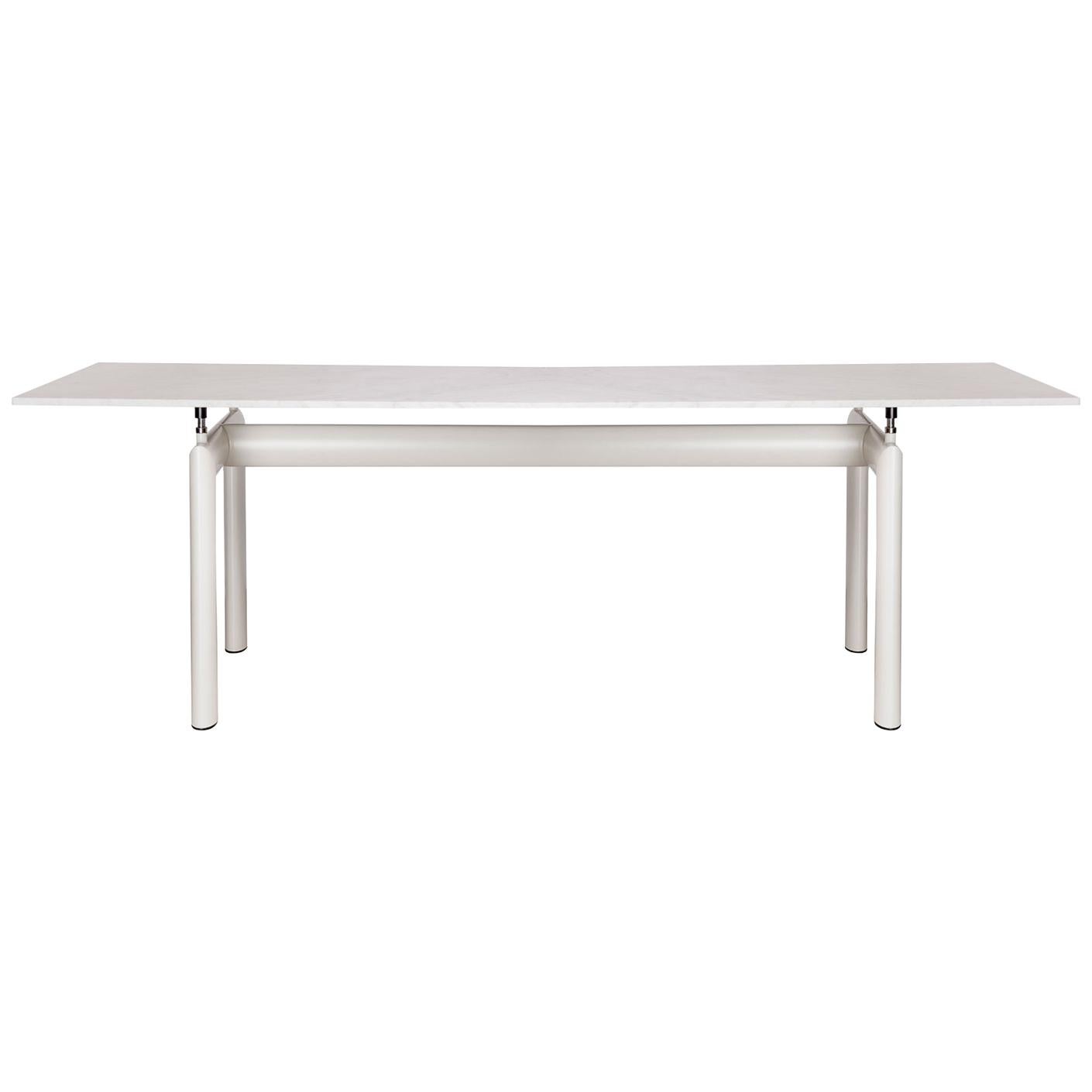 Ivory Enamel Steel Base With White Carrara Marble Top LC 6 Table