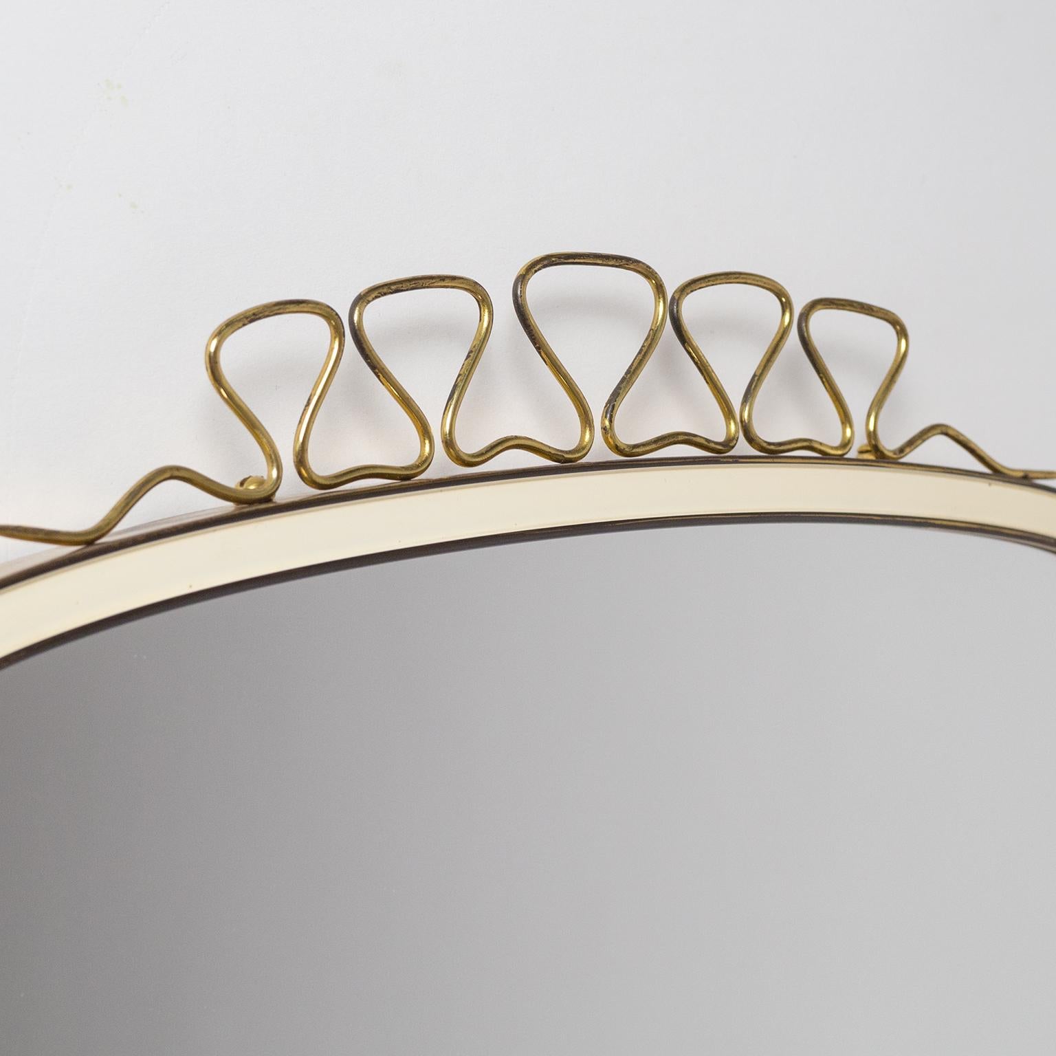 Ivory Enameled Brass Mirror, 1950s 2