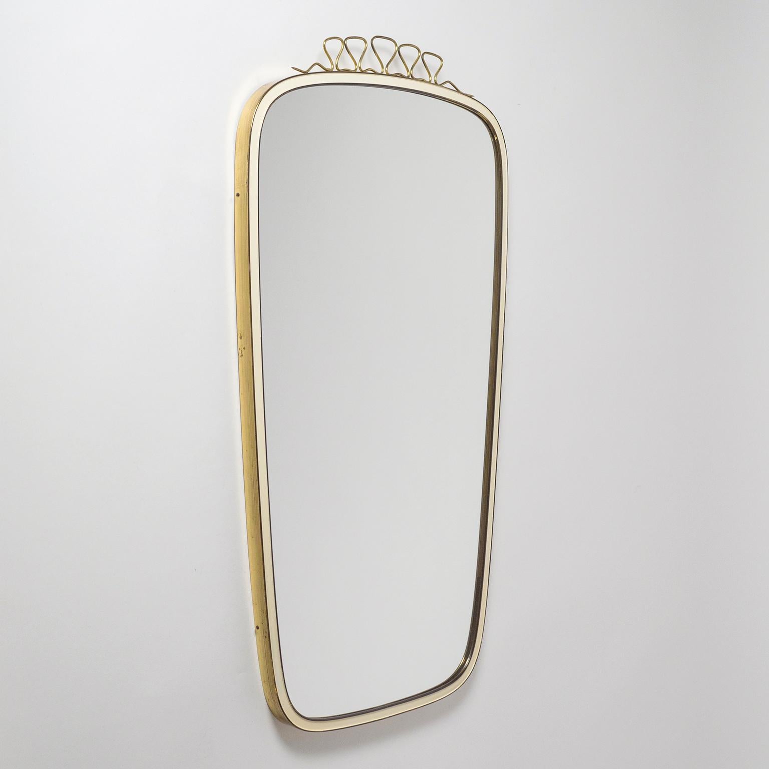 Ivory Enameled Brass Mirror, 1950s 3