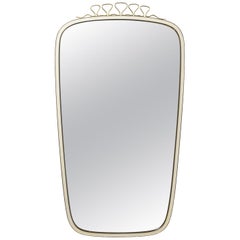 Ivory Enameled Brass Mirror, 1950s