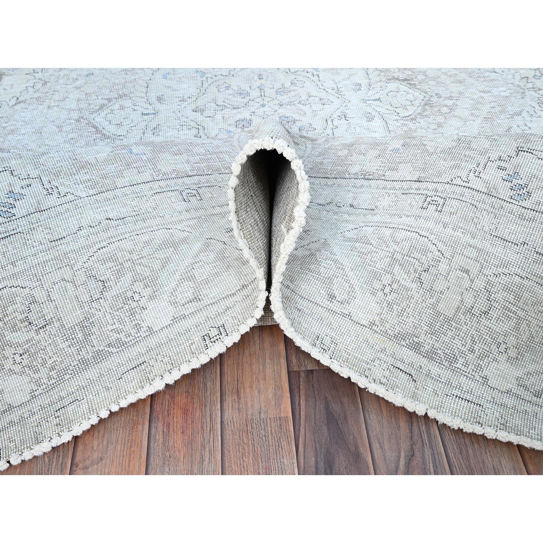 Ivory Evenly Worn Wool Vintage Persian White Wash Tabriz Hand Knotted Clean Rug For Sale 1