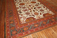 Zabihi Collection Ivory Field Antique Turkish Oushak Carpet
