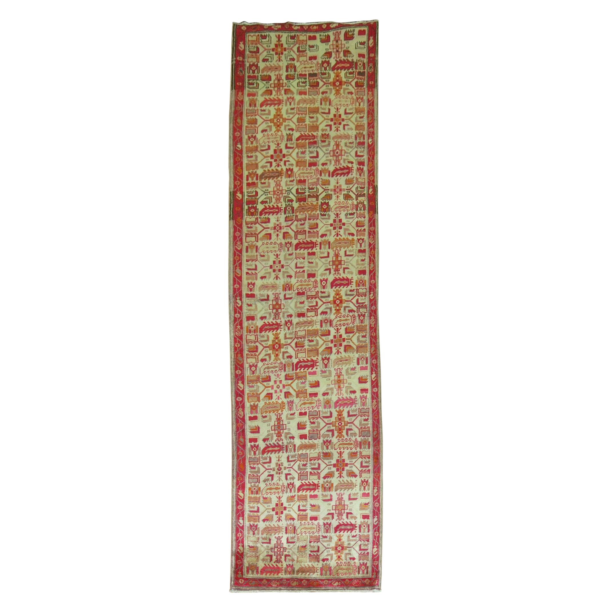 Zabihi Collection Ivory Field Red Accent Turkish Runner