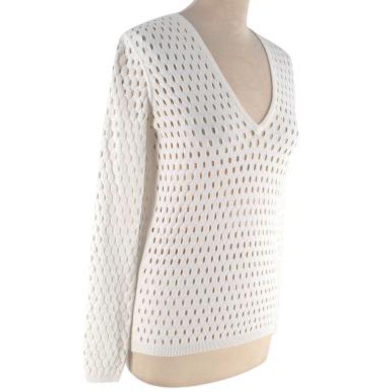 Gray Ivory Fishnet Long Sleeve Top For Sale