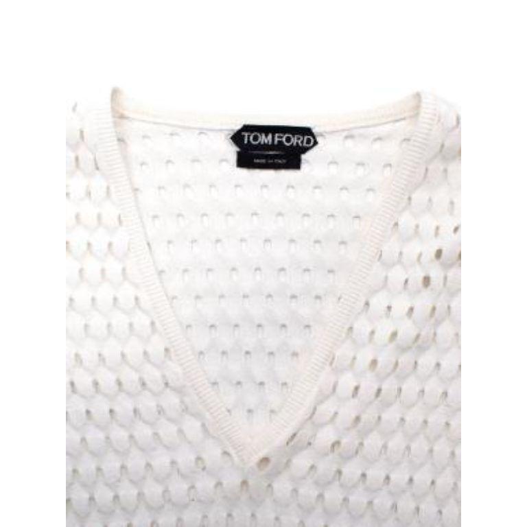 Ivory Fishnet Long Sleeve Top For Sale 1