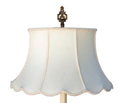 Late Deco Brass & Ivory Metal Floor Lamp/Vintage Shade