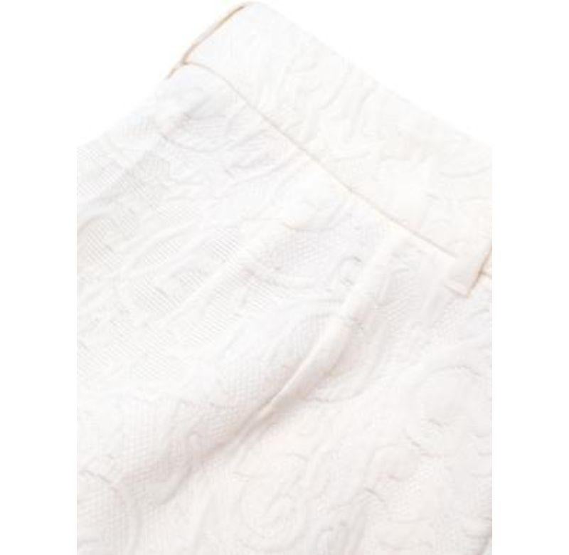 Dolce & Gabbana Ivory Floral Brocade Cropped Trousers - Size s In Good Condition For Sale In London, GB