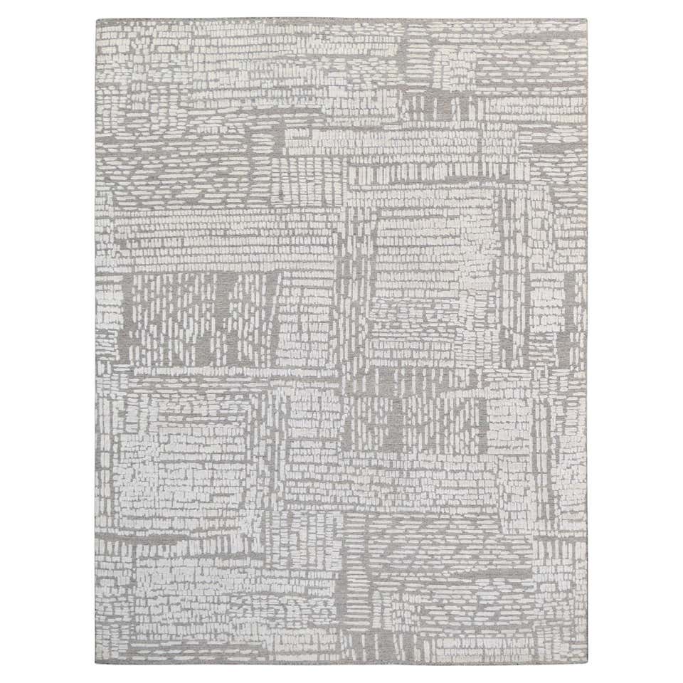 Modern Ivory Geometric Triangle Designed Wool Rug 9'x12' For Sale at ...
