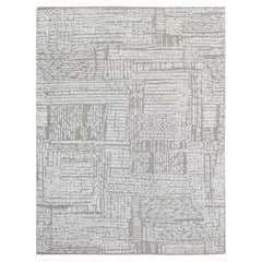 Marfil Geométrico abstracto con una estética moderna Alfombra de lana 9'x12'