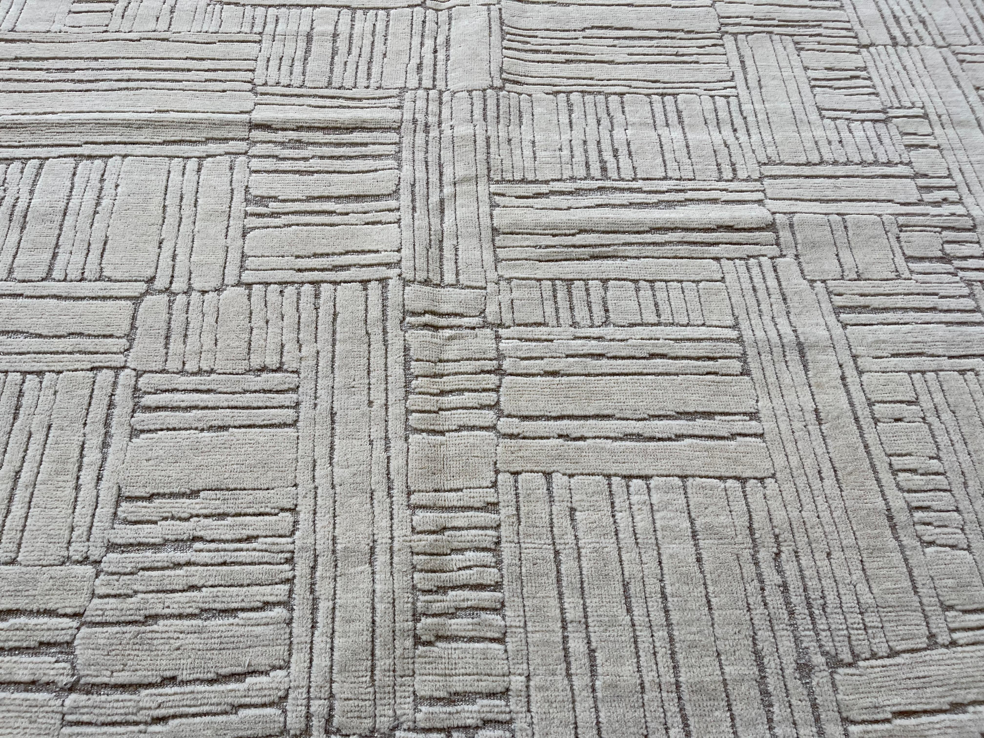 Tappeto Geometrico Cut and Loop Avorio in vendita 2