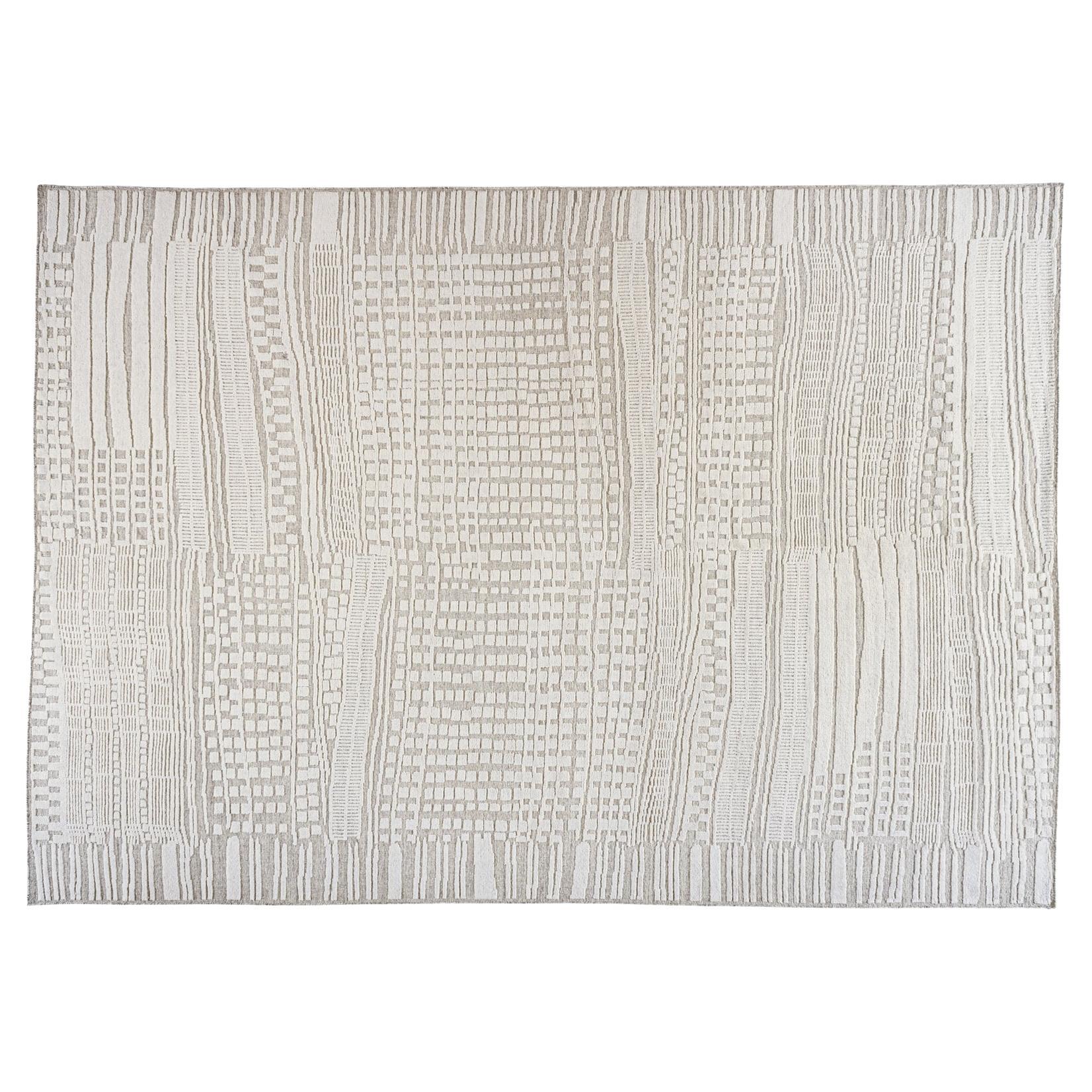 Ivory Geometric Cut and Loop Area Rug For Sale