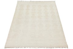 Ivory Geometric Handmade Modern Moroccan Wool Area Rug